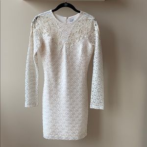 Ivory lace long-sleeve form fitting dress